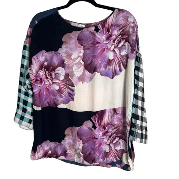 Warm Floral Silk Blend Blouse Size Large - Picture 1 of 7
